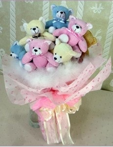  Hediye paketleri 12 adet pelu� ay�c�ktan oyuncak ay� demeti