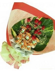 6 adet ay�c�k ve 11 adet yapay g�llerden g�rsel buket